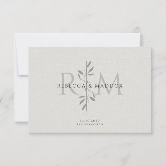 Elegant Botanical Monogram Wedding サンキューカード (正面)