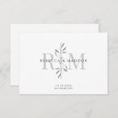 Elegant Botanical Monogram Wedding サンキューカード (正面/裏面)