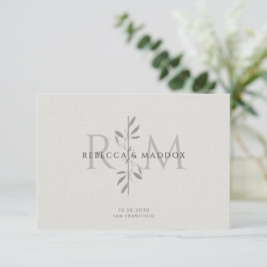 Elegant Botanical Monogram Wedding サンキューカード (スタンド正面)