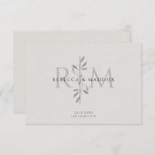 Elegant Botanical Monogram Wedding サンキューカード (正面/裏面)