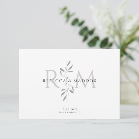 Elegant Botanical Monogram Wedding サンキューカード (スタンド正面)