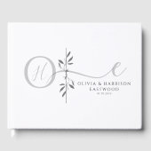 Elegant Botanical Monogram Wedding Guest Book ゲストブック (正面)