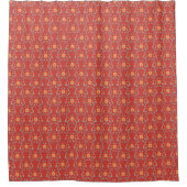 Elegant Botanical Orange Red Spring Floral Pattern シャワーカーテン (正面)