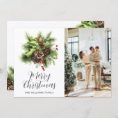 Elegant Botanical Photo Christmas Card シーズンカード (正面/裏面)