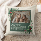 Elegant Botanical Photo Christmas Pillow クッション (ブランケット)