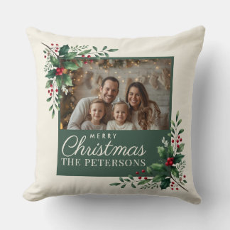 Elegant Botanical Photo Christmas Pillow クッション