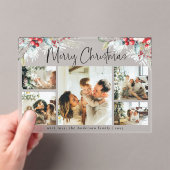 Elegant Botanical & Photo Collage Christmas Card アクリル招待状 (インサイチュ (ポータブル))