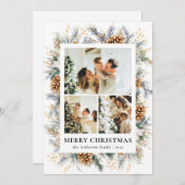 Elegant Botanical Photo Frame Merry Christmas シーズンカード (正面/裏面)