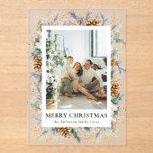 Elegant Botanical Photo Frame Merry Christmas Card アクリル招待状 (正面)