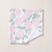Elegant Botanical Pink Green Hydrangea バスタオルセット (ウォッシュタオル)