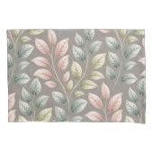 Elegant Botanical Pink & Sage Leaf Pattern 枕カバー (正面)
