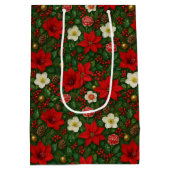 Elegant Botanical Poinsettia Floral Art Pattern ミディアムペーパーバッグ (裏面)