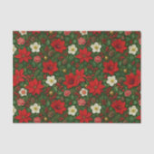 Elegant Botanical Poinsettia Floral Art Pattern 薄葉紙 (正面)