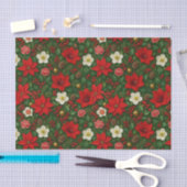 Elegant Botanical Poinsettia Floral Art Pattern 薄葉紙 (クラフト)