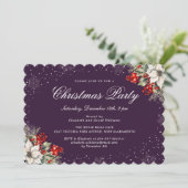 Elegant Botanical Purple Christmas Holiday Party 招待状 (スタンド正面)