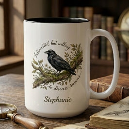 Elegant Botanical Raven Gift Introvert Nature Art ツートーンマグカップ