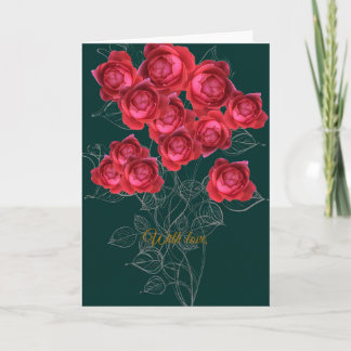 Elegant Botanical Rose Folded Greeting Card シーズンカード