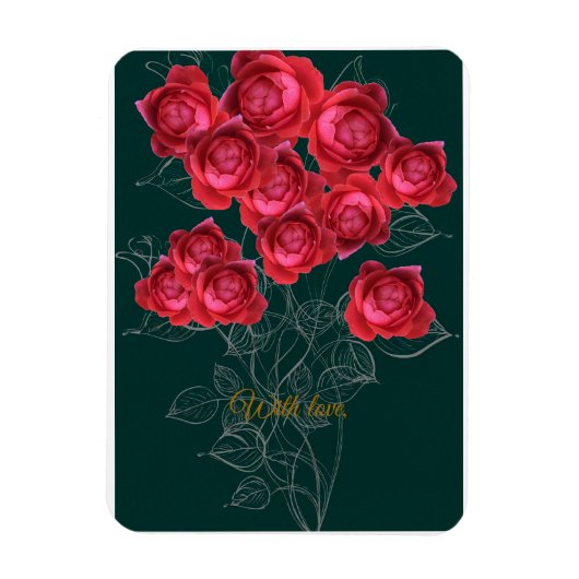 Elegant Botanical Rose Folded Greeting Card マグネット (縦)