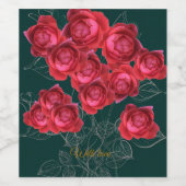 Elegant Botanical Rose Folded Greeting Card ワインラベル (シングルラベル)