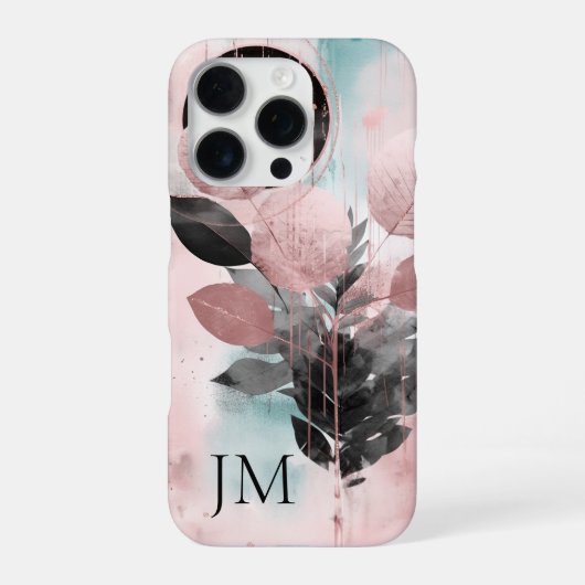 Elegant Botanical Rose-Gold Monogram iPhoneケース (裏面)