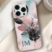 Elegant Botanical Rose-Gold Monogram iPhoneケース