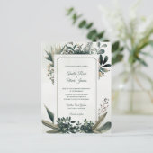 Elegant Botanical Sage Green Greenery Wedding インビテーションポストカード (スタンド正面)