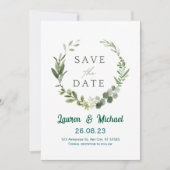 Elegant Botanical Save the Date Modern Greenery  招待状 (正面)
