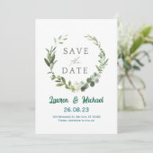 Elegant Botanical Save the Date Modern Greenery  招待状 (スタンド正面)