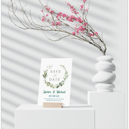 Elegant Botanical Save the Date Modern Greenery  招待状