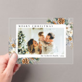 Elegant Botanical Simple Photo Christmas Card アクリル招待状 (インサイチュ (ポータブル))
