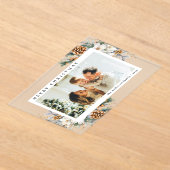 Elegant Botanical Simple Photo Christmas Card アクリル招待状 (レイダウン)