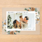 Elegant Botanical Simple Photo Christmas Card アクリル招待状 (正面)