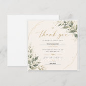 Elegant Botanical Thank You Card Sage Green & Gold (正面/裏面)