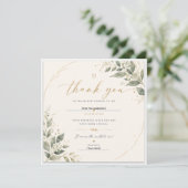 Elegant Botanical Thank You Card Sage Green & Gold (スタンド正面)