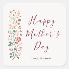 Elegant Botanical Vine Mothers Day Sticker スクエアシール