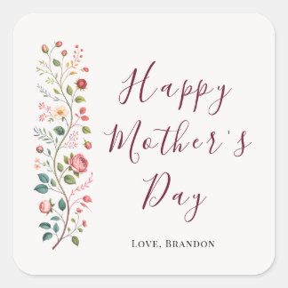 Elegant Botanical Vine Mothers Day Sticker スクエアシール