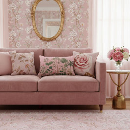  Elegant botanical  watercolor leaves  greenery  ランバークッション