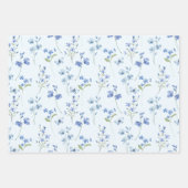 Elegant Botanical Watercolor Pastel Blue Floral  ラッピングペーパーシート (正面)