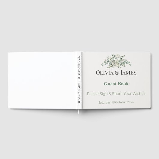 Elegant Botanical Wedding Guest Book ゲストブック (全面)