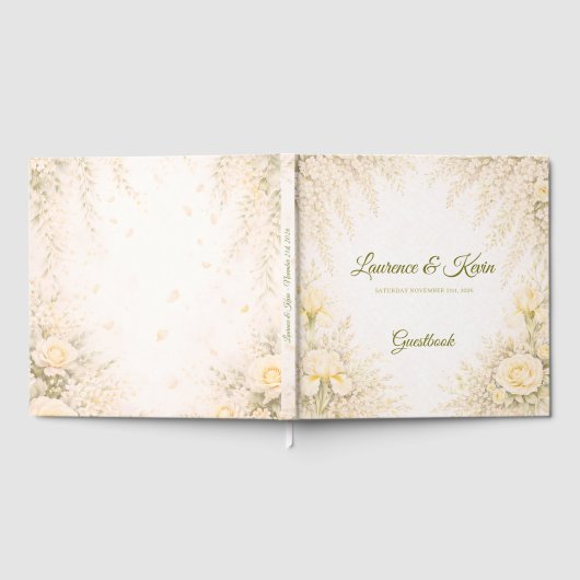 Elegant Botanical Wedding Guestbook ゲストブック (全面)