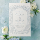 Elegant Botanical Wedding | Heirloom Blue Invite 招待状