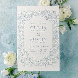 Elegant Botanical Wedding | Heirloom Blue Invite 招待状