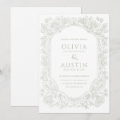 Elegant Botanical Wedding | Heirloom Sage Invite 招待状 (正面/裏面)