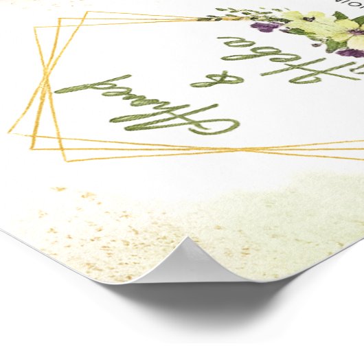 Elegant Botanical Wedding Invitation ポスター (角)