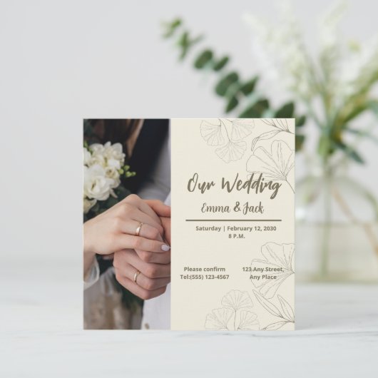 Elegant Botanical Wedding Invitation 招待状 (スタンド正面)