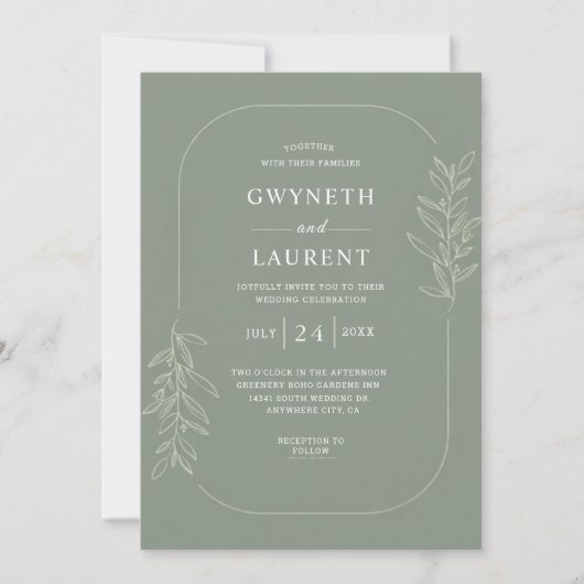 Elegant Botanical Wedding Invitation 招待状 (正面)