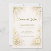 Elegant Botanical Wedding Invitation Green Floral  招待状 (正面)