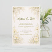 Elegant Botanical Wedding Invitation Green Floral  招待状 (スタンド正面)