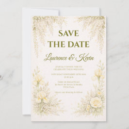 Elegant Botanical Wedding Invitation Save the date 招待状