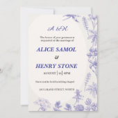 Elegant Botanical Wedding Invitation Template 招待状 (正面)